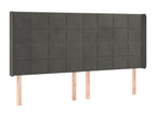Headboard with wings, Dark Grey, 163x16x118/128 cm, Velvet, TJKN00222