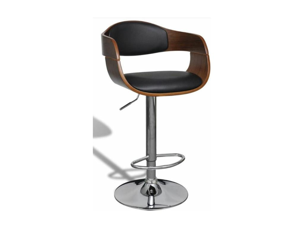 Army DQJT44201 Black Faux Leather and Brown Wood Bar Stool