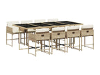 9-piece beige poly rattan garden dining set and cushions VBLF78322