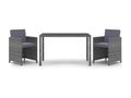 3-piece garden dining set and cushions, grey woven resin, MAZO83282
