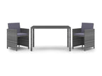 3-piece garden dining set and cushions, grey woven resin, MAZO83282
