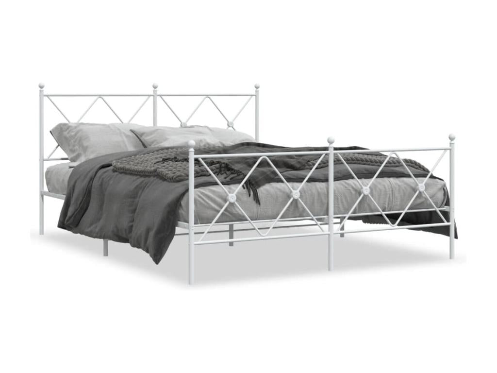 Metal bed frame without mattress and white bed legs 150x200 cm JLZU39882