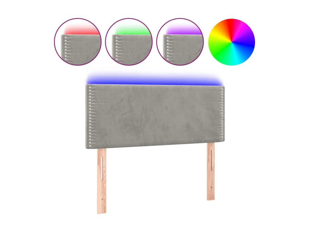 Light Grey LED Headboard 90x5x78/88 cm Velvet CSGQ88749