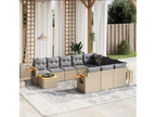 11-piece garden furniture set with beige resin wicker cushions LNEP79733