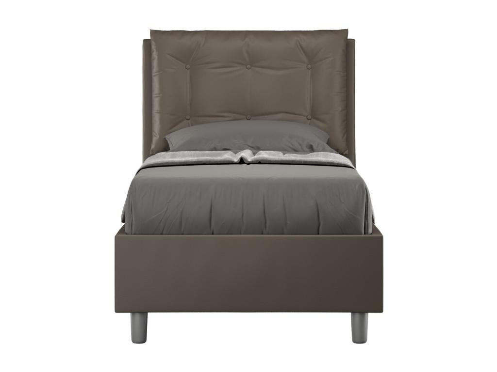 Dormeva 80x190 designer bed with brown faux leather quilted headboard cushion and storage compartment TRWD34392