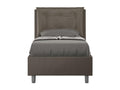 Dormeva 80x190 designer bed with brown faux leather quilted headboard cushion and storage compartment TRWD34392
