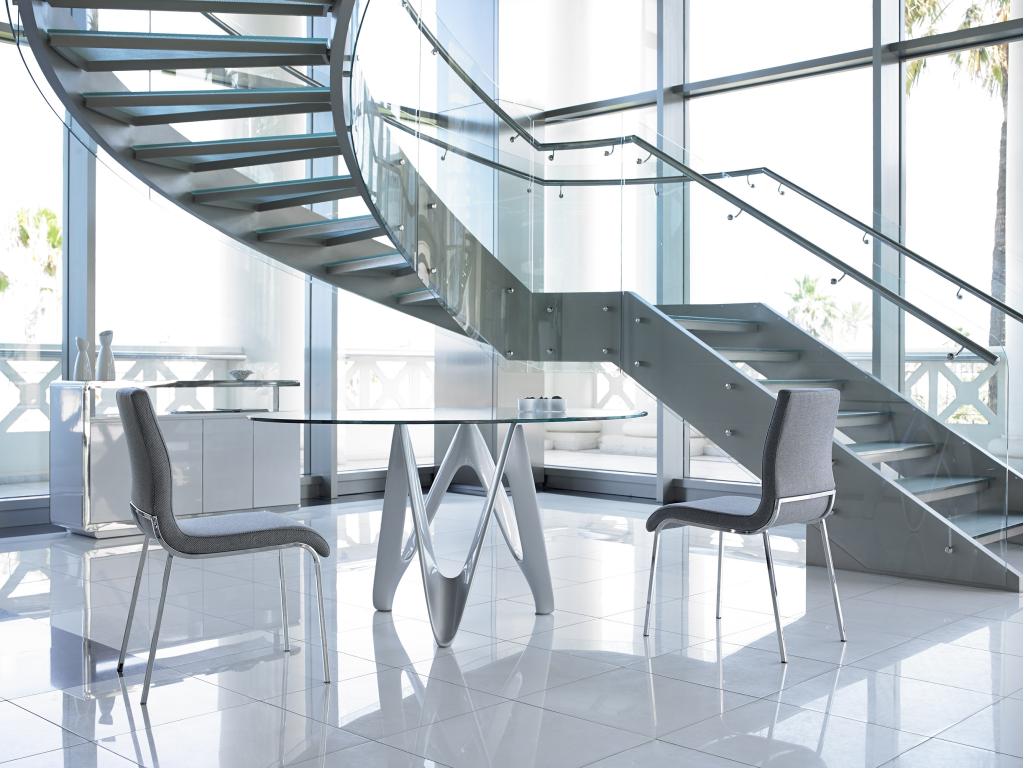 Dormeva round designer table with lacquered fiberglass finish - Dimensions D 120 x H 76 cm WLZC28189