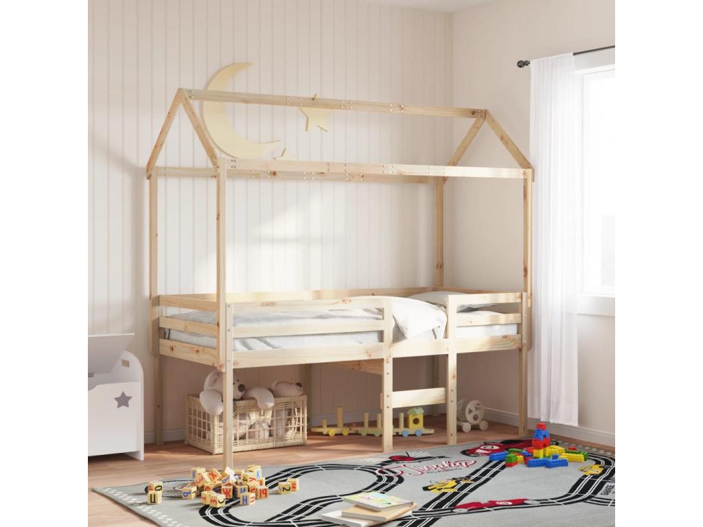 High bed without mattress 75x190 cm solid pine wood UGNQ16533