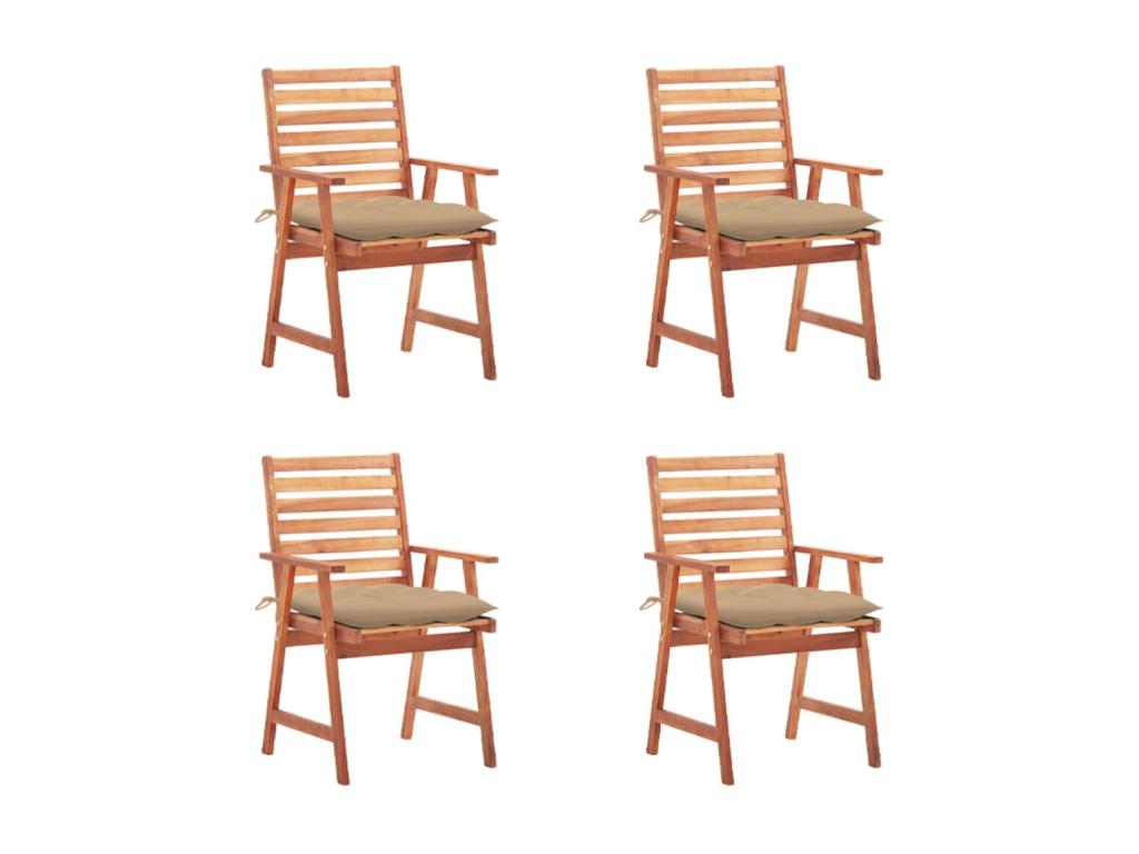 Set of 4 Lysvia solid wood outdoor dining chairs and cushions PMIX14672