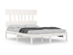 White bed frame without mattress, 150x200 cm, solid wood, BXLP16874