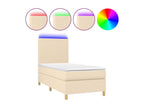 Upholstered bed base with mattress and LED lighting, Cream, 90x190 cm, Fabric NLKN84096