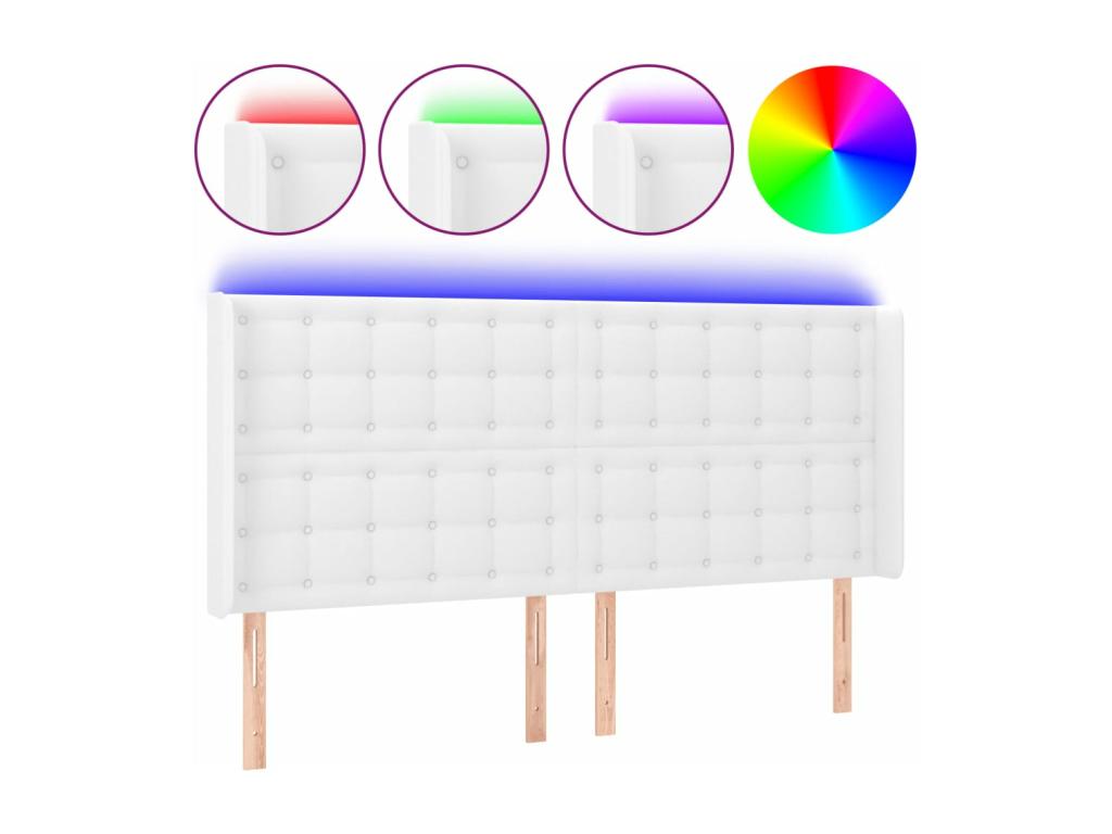 White LED Headboard 147x16x118/128 cm Faux Leather DMUY21124