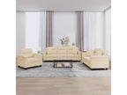 3-piece sofa set with cushions, cream microfiber fabric HLMF72863