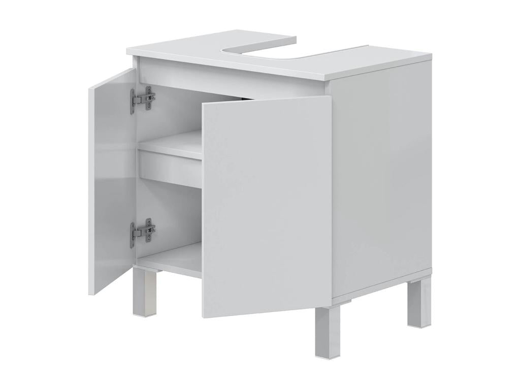 Bathroom cabinet under sink, 60 cm, with 2 doors, white - Length 60 x Depth 40 x Height 63 cm IYDX90267