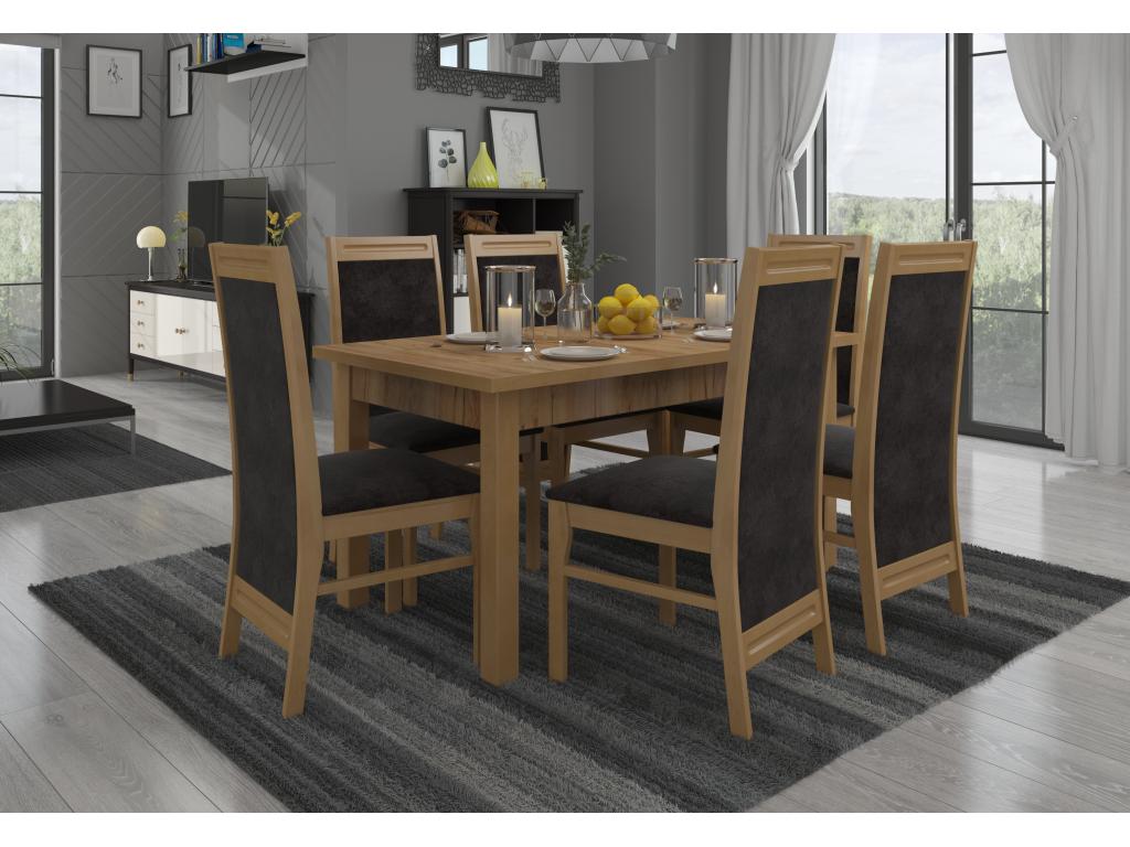 Chair in natural beech wood and Lysvia-Tissu fabric 27128 CBWW21125