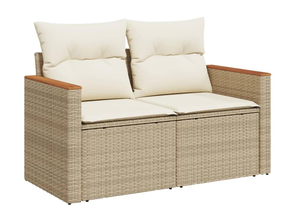 Garden furniture set with cushions, 6 pieces, beige woven resin HUWA73047