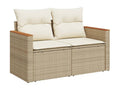 Garden furniture set with cushions, 6 pieces, beige woven resin HUWA73047