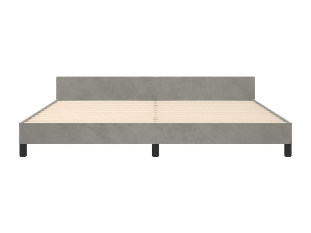 Bed frame with headboard, light grey, 200x200 cm, velvet, OMFN41093