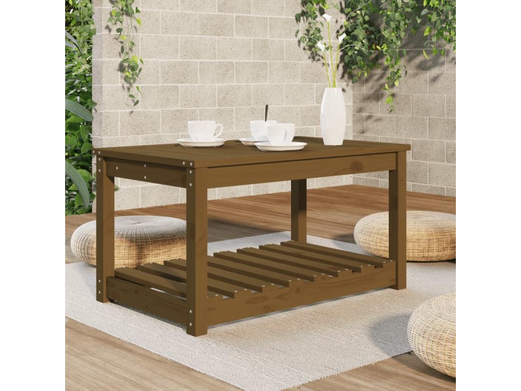 Honey brown garden table, 82.5x50.5x45 cm, solid pine wood, CKQS47277