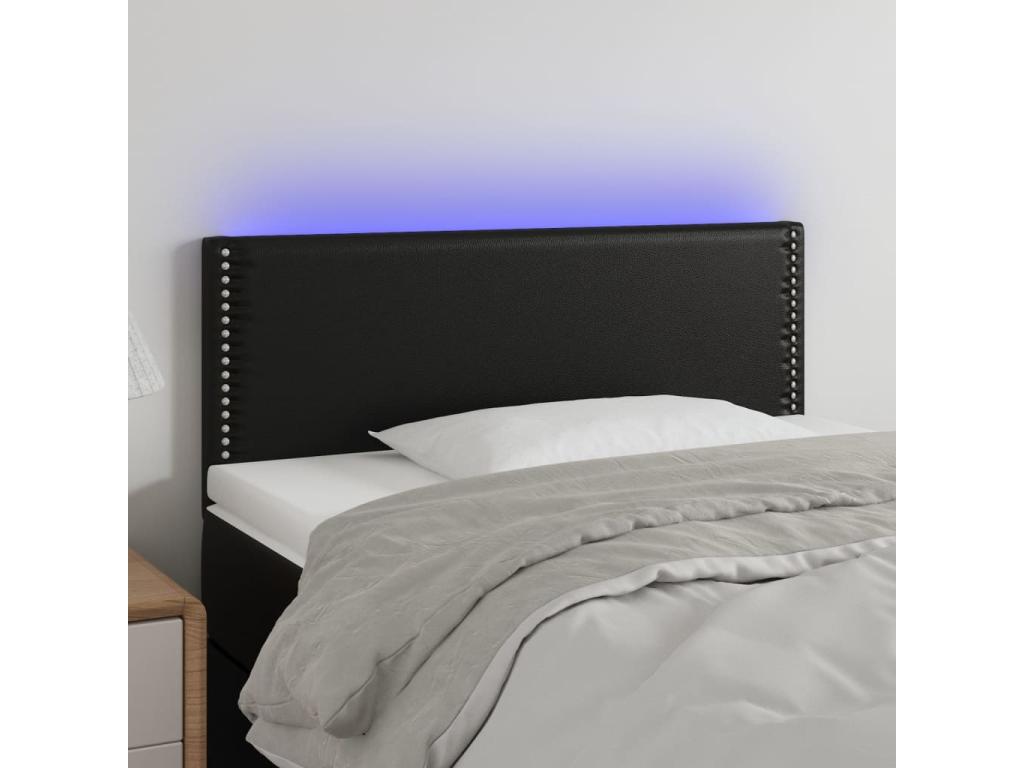 Black LED Headboard 90x5x78/88 cm Faux Leather VTMN16272