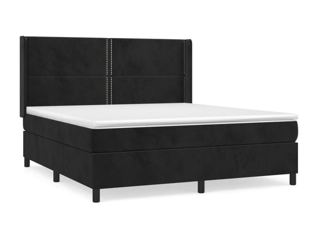 Dormeva bed base with mattress, black, 180x200 cm, velvet, ENMO68573