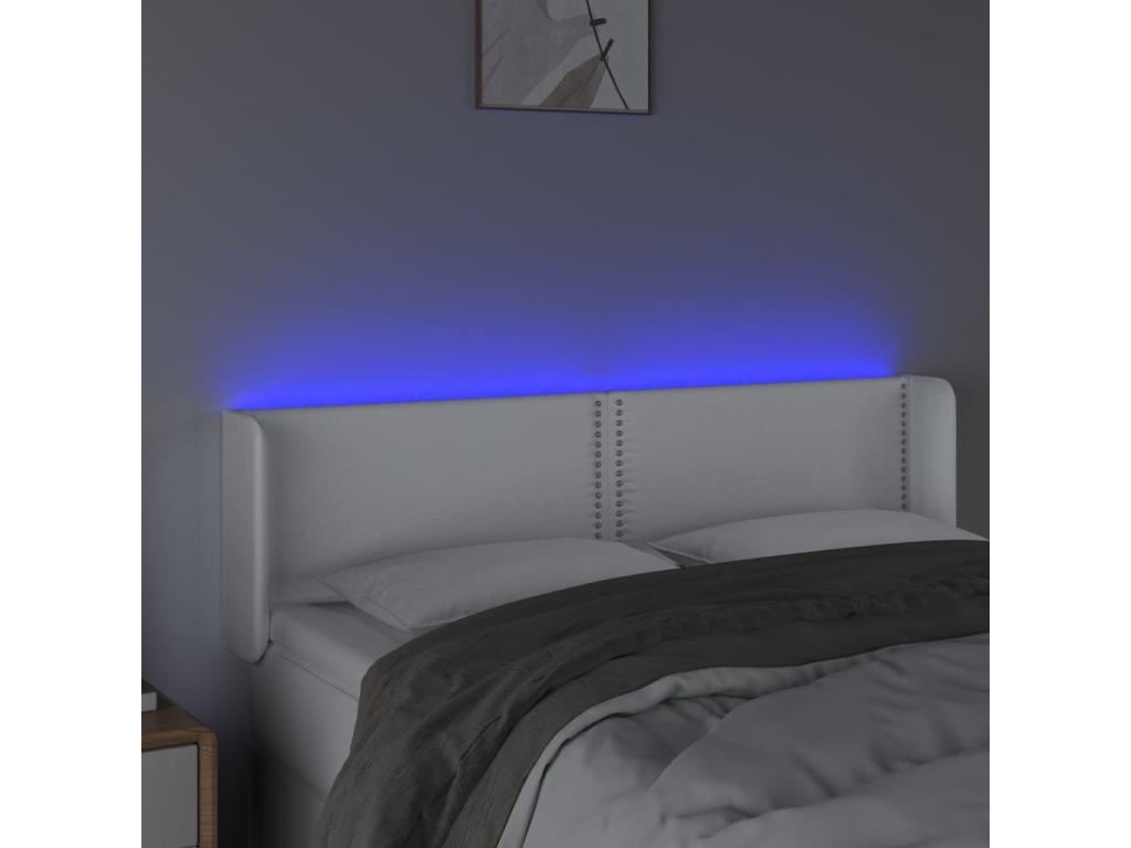White LED Headboard 147x16x78/88 cm Faux Leather BRJJ46804