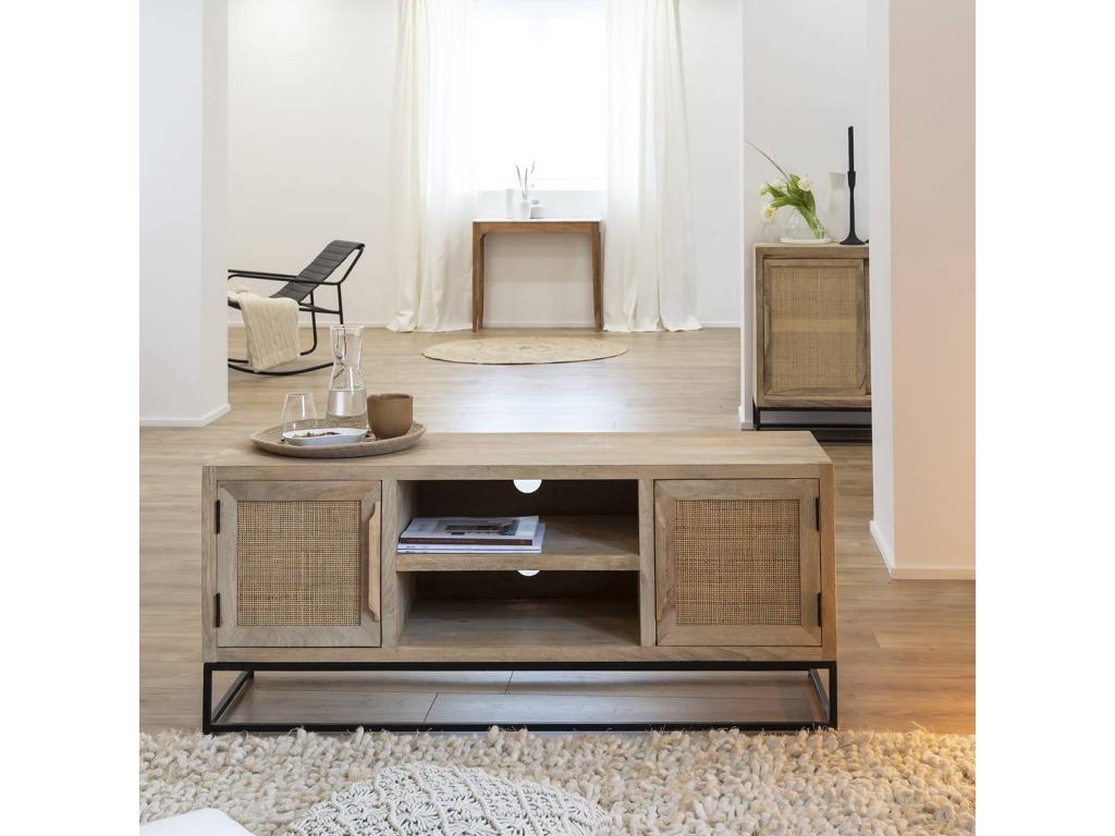 Lysvia BVYT06053 TV stand in mango wood and cane