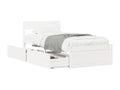 Bed frame with drawers, white, 100x200 cm, solid pine wood, NGDL68441