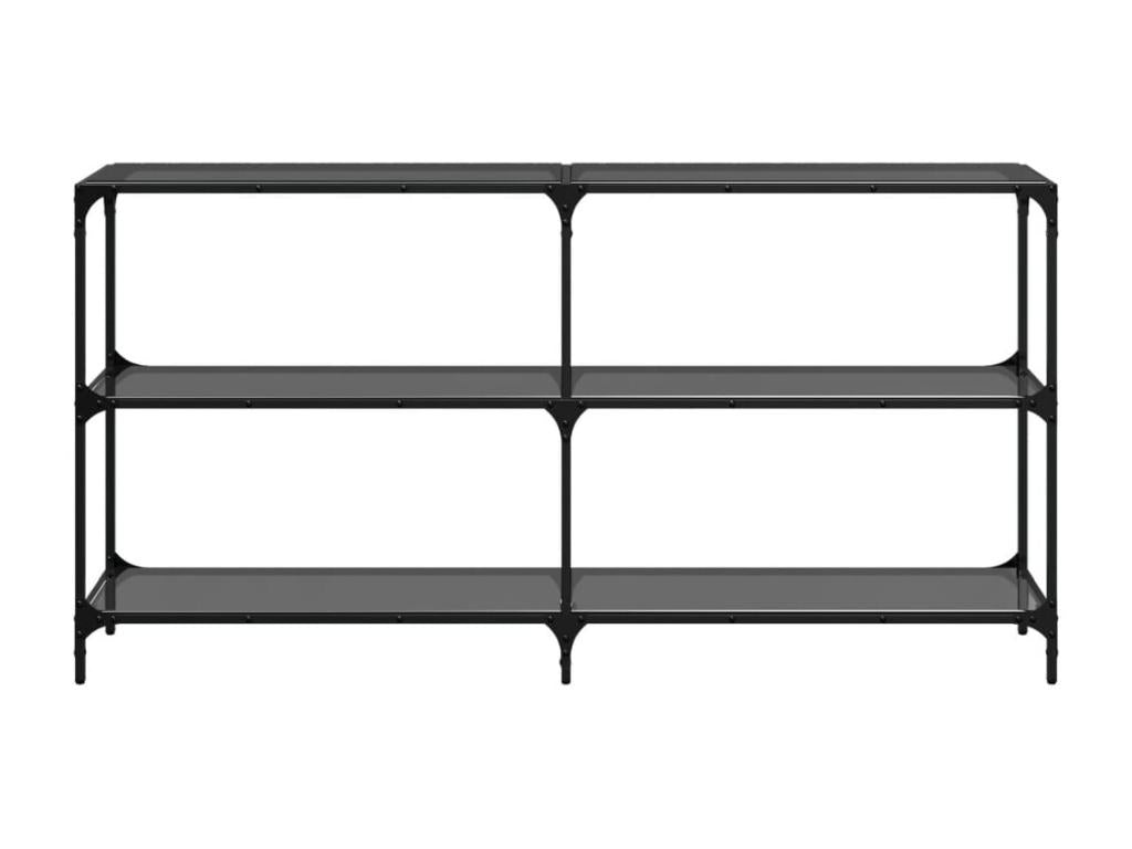 Console table with black glass top, 158.5x30x81 cm, steel, ZUHZ55340
