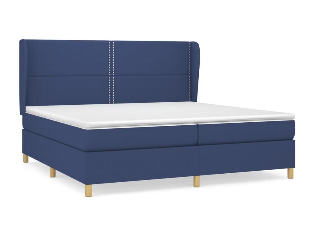 Upholstered bed base with mattress, blue, 200x200 cm, fabric UFWN22221
