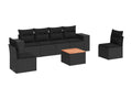 7-piece garden furniture set with cushions, black resin wicker QDWL73121