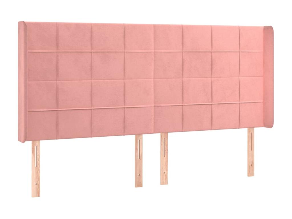Headboard with wings, Pink, 183x16x118/128 cm, Velvet, HRLI98473