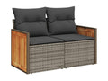 Garden furniture set with cushions, 12 pieces, grey woven resin, NBAZ58900