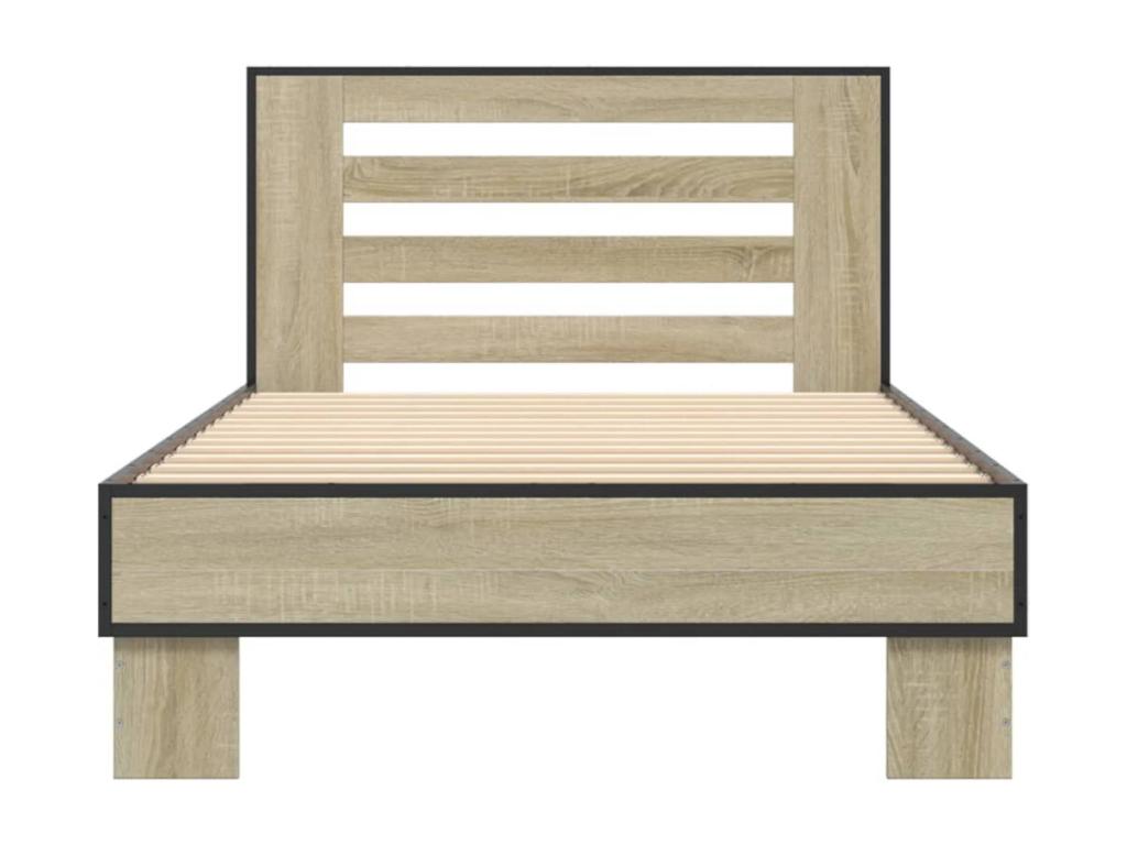 Lysvia oak bed frame 90x190 engineered wood and metal MGET02228
