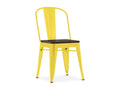 Industrial chair in polished steel with a solid brown wood seat, Dormeva - Yellow Color VUCV71228