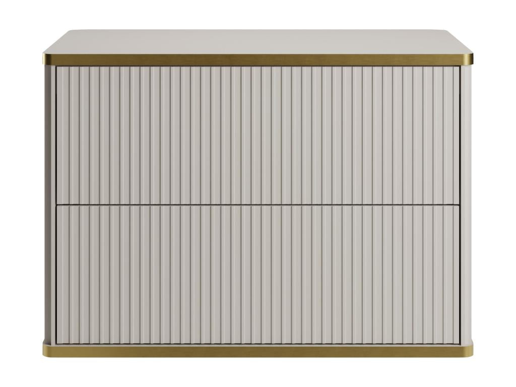 Wall-hung vanity unit with ribbed gold trim - Beige - W80 cm - Dormeva XNPD66103