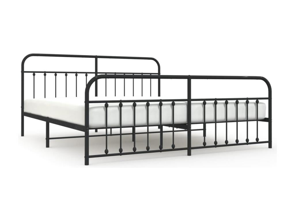 Metal bed frame with headboard/footboard, black, 193x203 cm, ROWC40159