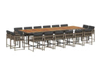 17-piece garden dining set and cushions in woven resin UWCW84267