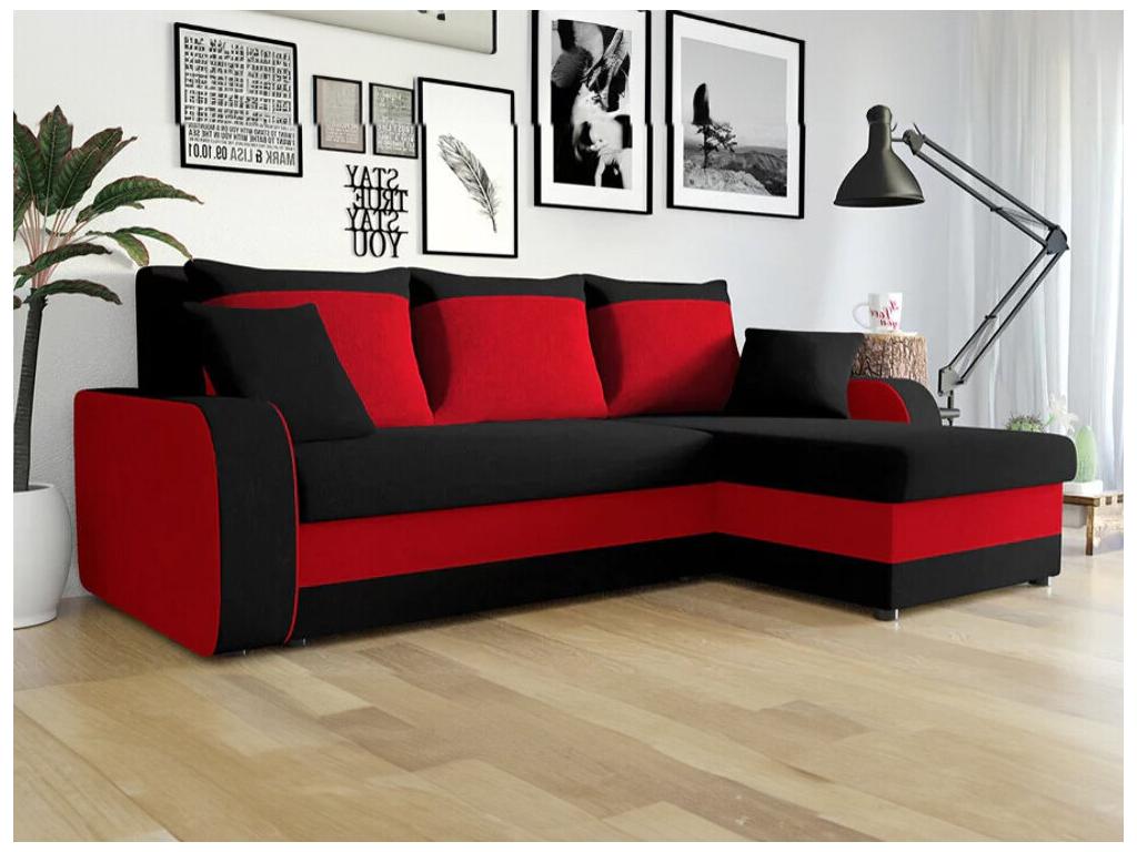 Zensova 135 Corner Sofa, Red, with Sleeping Function and Bedding Box, 238x147x80cm LPVV92755