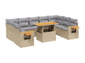 10-piece beige resin wicker garden furniture set with cushions MVIH45812