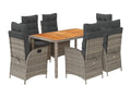 7-piece garden dining set and cushions, grey rattan NQNZ67273