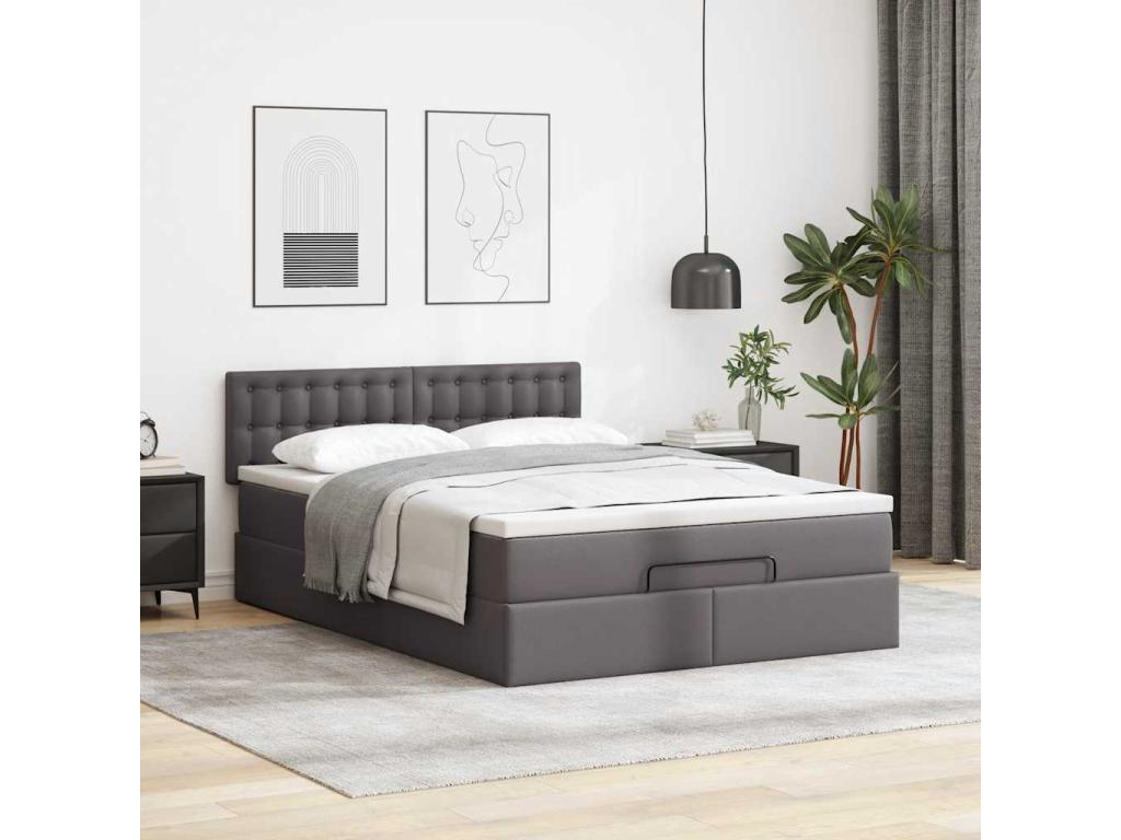 Dormeva bed frame with grey 140x200 cm faux leather mattress DMDP61605