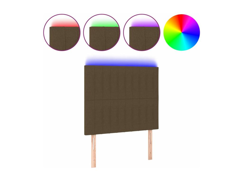 LED Headboard, Dark Brown, 90x5x118/128 cm, Fabric LEFK17316