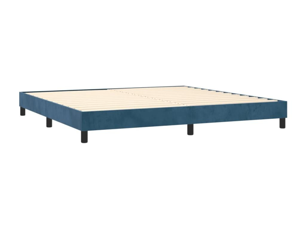 Upholstered bed base and mattress, Dark Blue 200x200cm Velvet DLFY30437