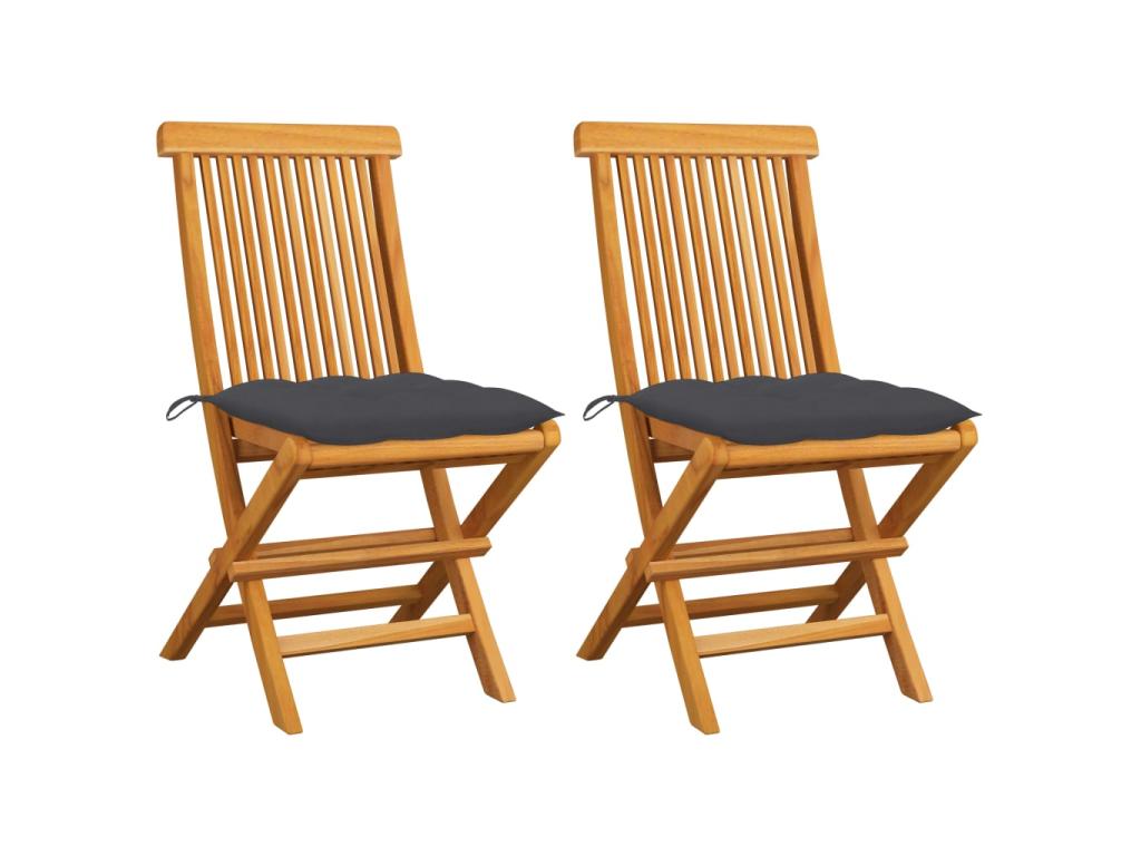 Garden chairs with anthracite cushions, 2 pcs, teak wood, 2 RZZD75520