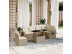 7-piece garden furniture set with cushions, beige woven resin ORZM25441