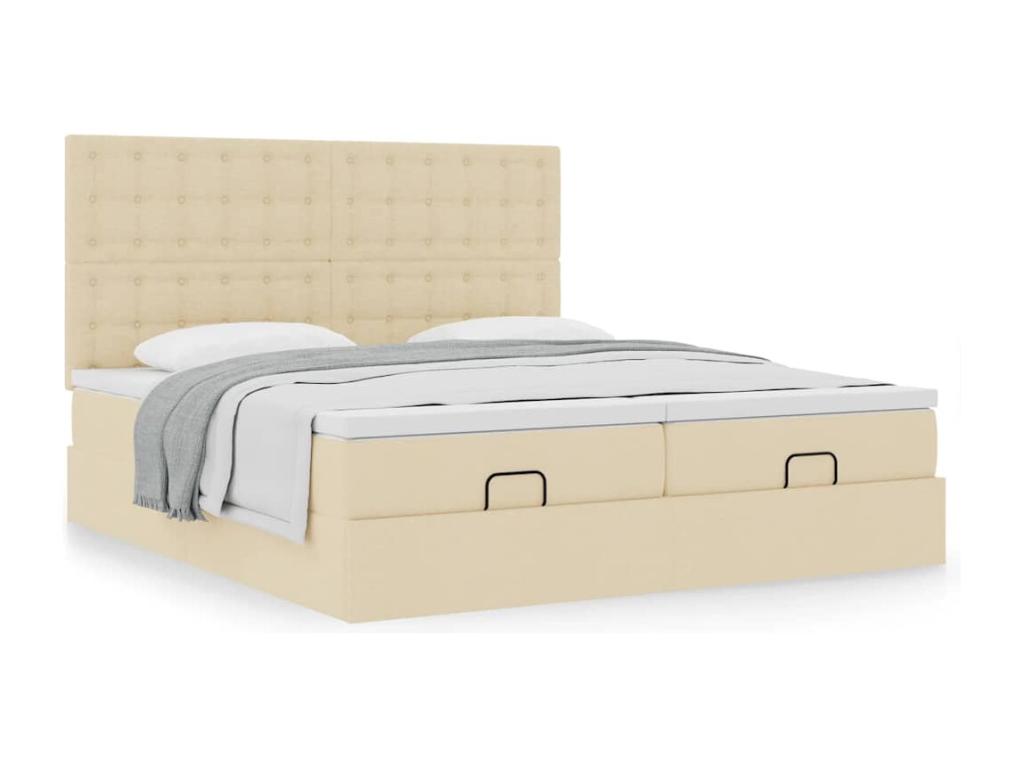 Lysvia bed frame with cream mattress 180x200 cm fabric KXJT85381