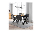 Dining Table Set 170cm Oak and Black Industrial Style Dining Table Set of 4 Dining Chairs Upholstered Chair CLFF07868