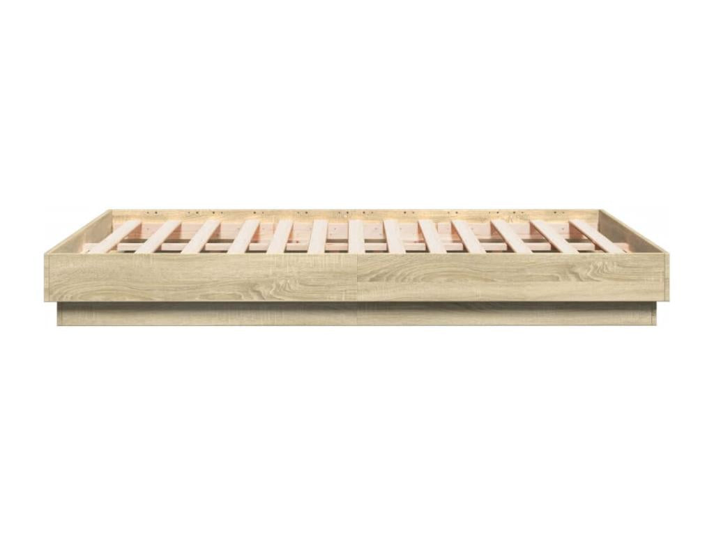Bed frame with Lysvia LED lighting, oak finish, 140x190 cm, UECG23735