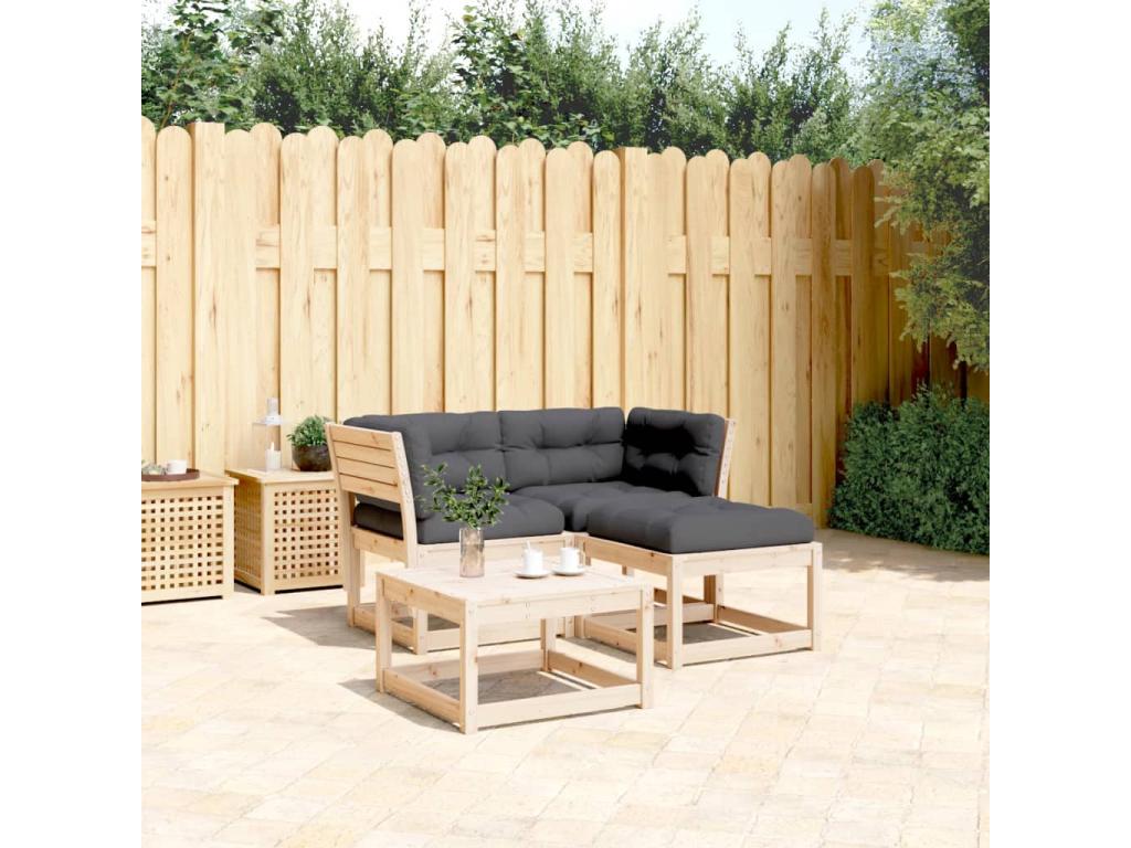 3-piece garden furniture set with cushions, solid pine wood VGFW10542